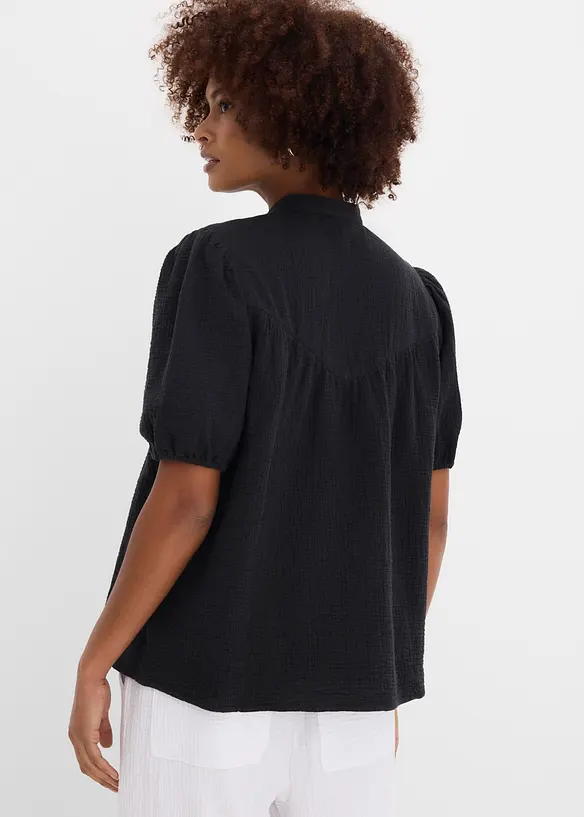 Blusa a maniche corte in mussola ariosa, bonprix