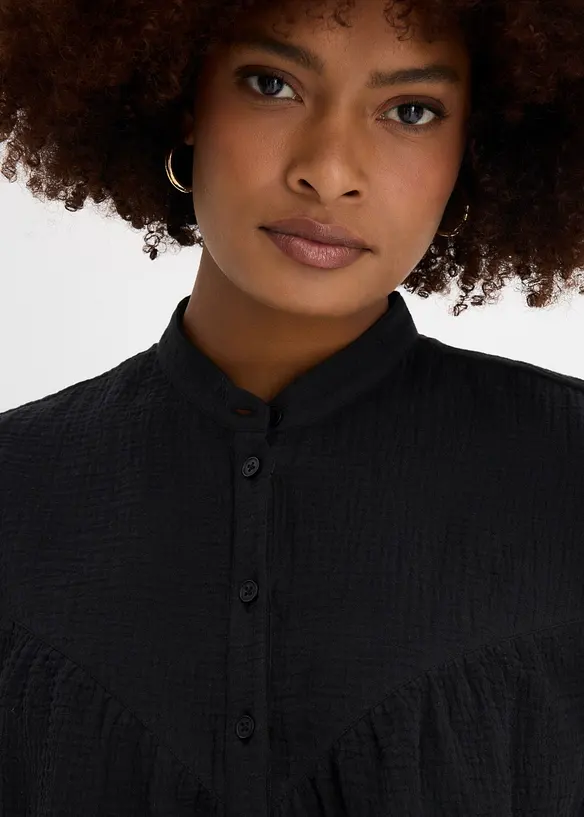 Blusa a maniche corte in mussola ariosa, bonprix