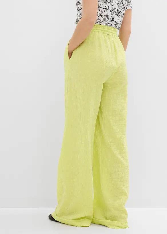 Pantaloni con elastico in vita in mussola vaporosa, bonprix