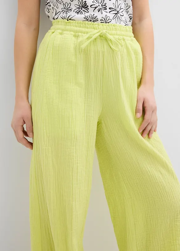 Pantaloni con elastico in vita in mussola vaporosa, bonprix