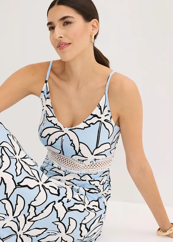 Abito lungo con inserto in pizzo, bonprix