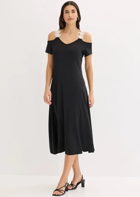 Abito di jersey con pizzo, bonprix