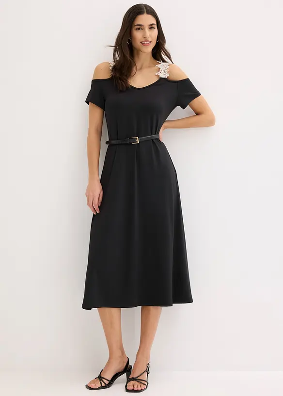 Abito di jersey con pizzo, bonprix