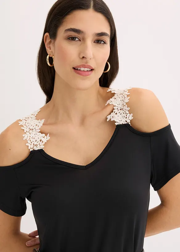 Abito di jersey con pizzo, bonprix