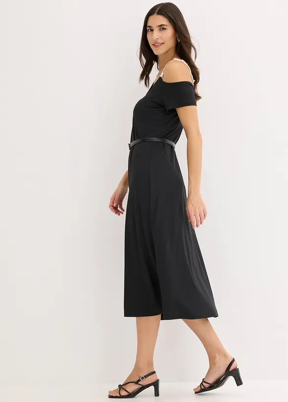 Abito di jersey con pizzo, bonprix