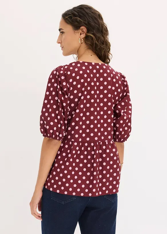 Blusa in puro cotone con fiocco, bonprix