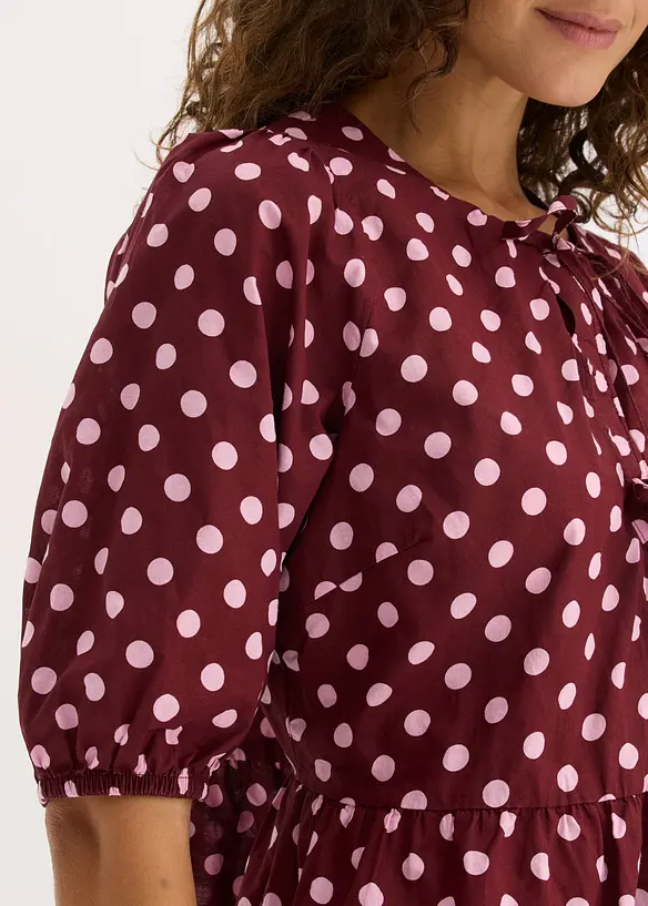 Blusa in puro cotone con fiocco, bonprix