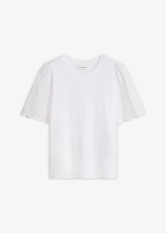 Maglia in misto viscosa morbido con ricami traforati, bonprix