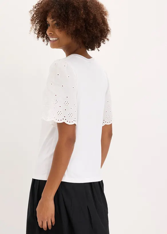 Maglia in misto viscosa morbido con ricami traforati, bonprix