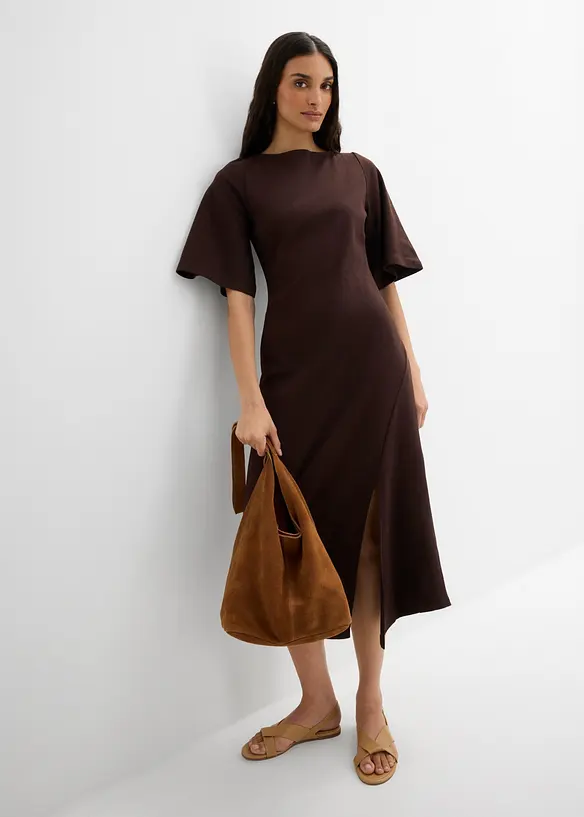 Abito con spacco in jersey di puro cotone biologico, bonprix