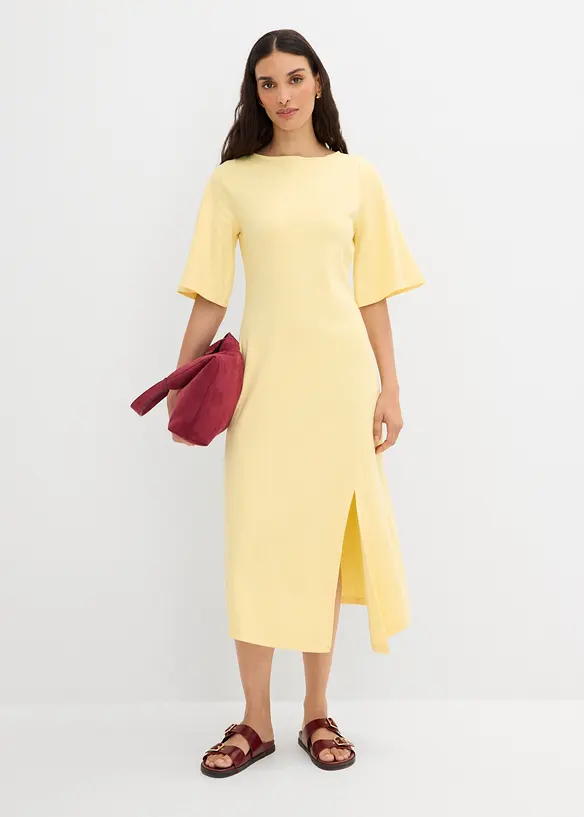 Abito con spacco in jersey di puro cotone biologico, bonprix