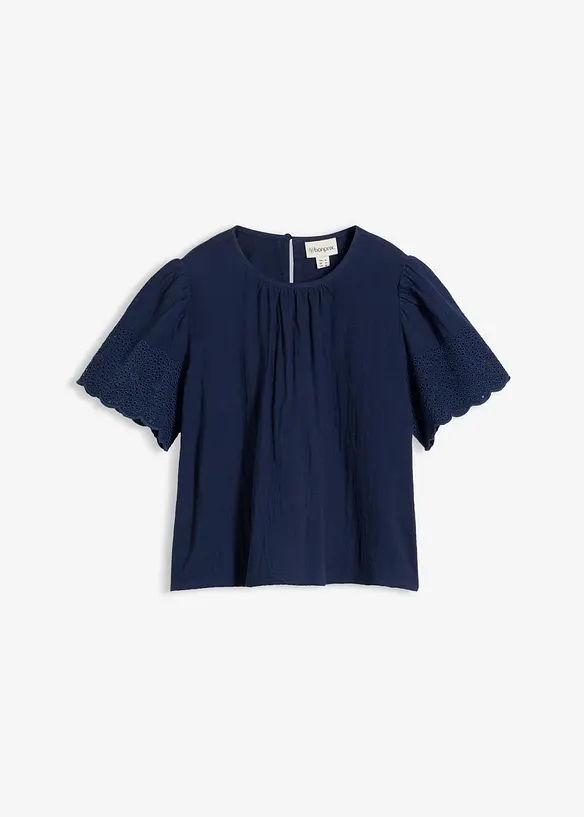 Blusa a maniche corte in mussola fersca e leggera, bonprix