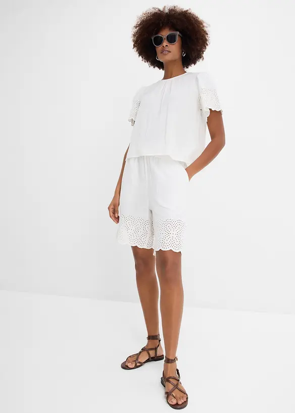 Blusa a maniche corte in mussola fersca e leggera, bonprix