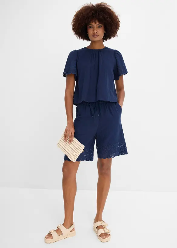 Blusa a maniche corte in mussola fersca e leggera, bonprix