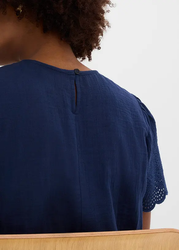 Blusa a maniche corte in mussola fersca e leggera, bonprix