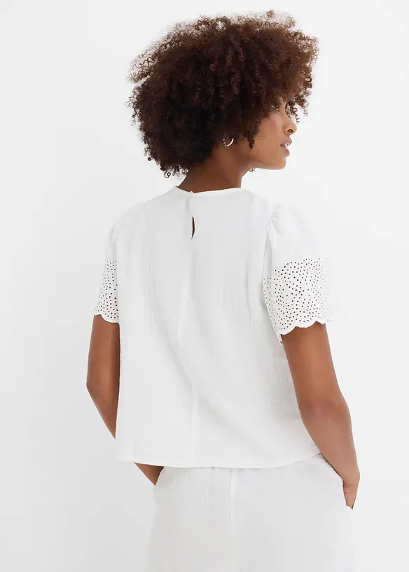 Blusa a maniche corte in mussola fersca e leggera, bonprix