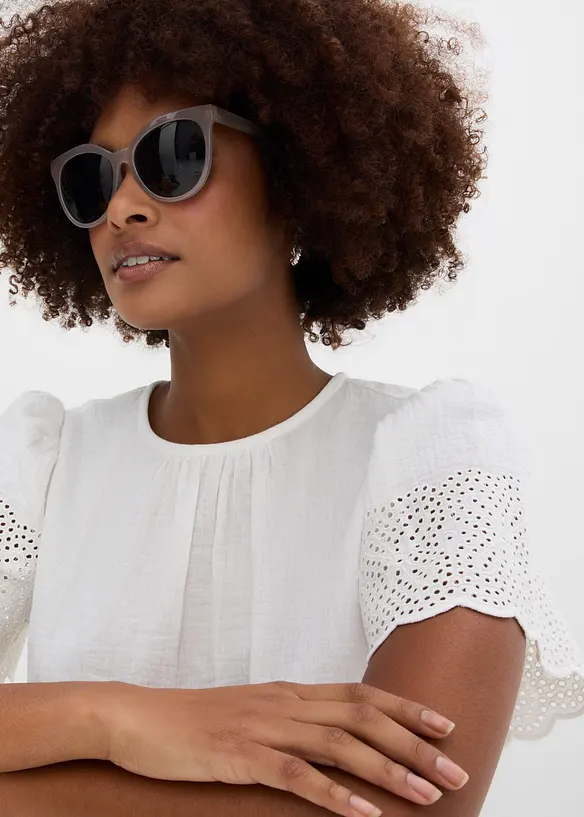 Blusa a maniche corte in mussola fersca e leggera, bonprix