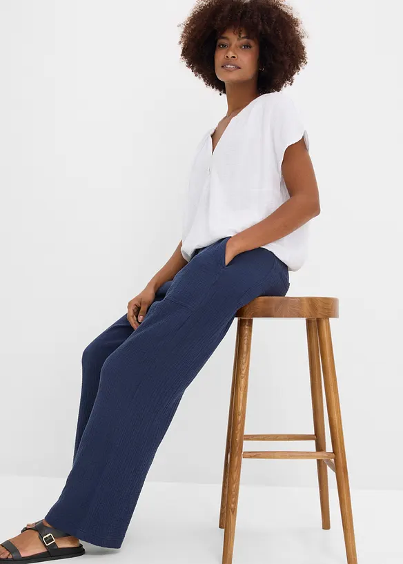 Pantaloni in mussola fresca e leggera, bonprix