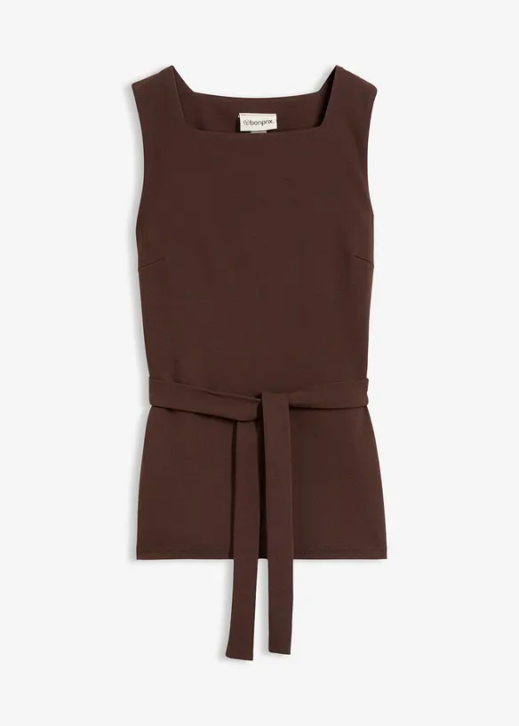 Top in piquet con cintura da annodare, bonprix