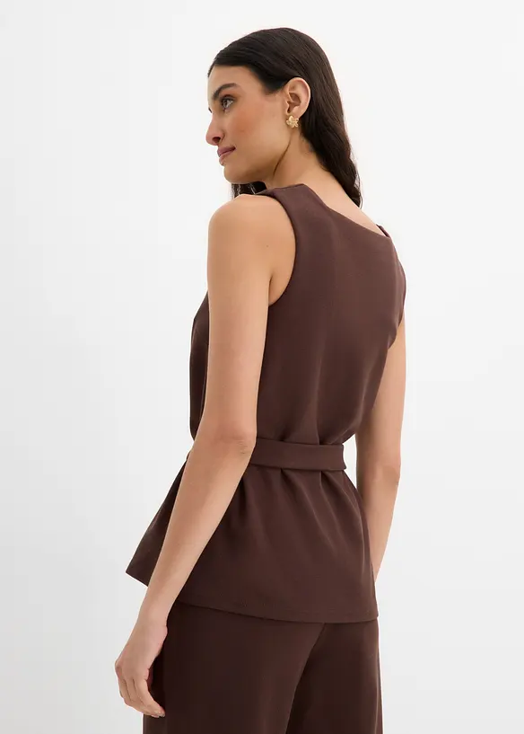 Top in piquet con cintura da annodare, bonprix