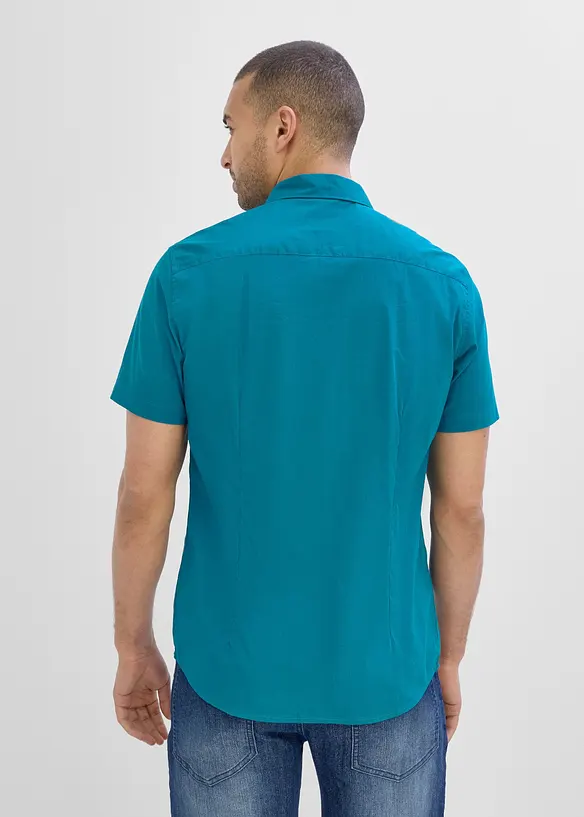Camicia a maniche corte elasticizzata, slim fit, bonprix