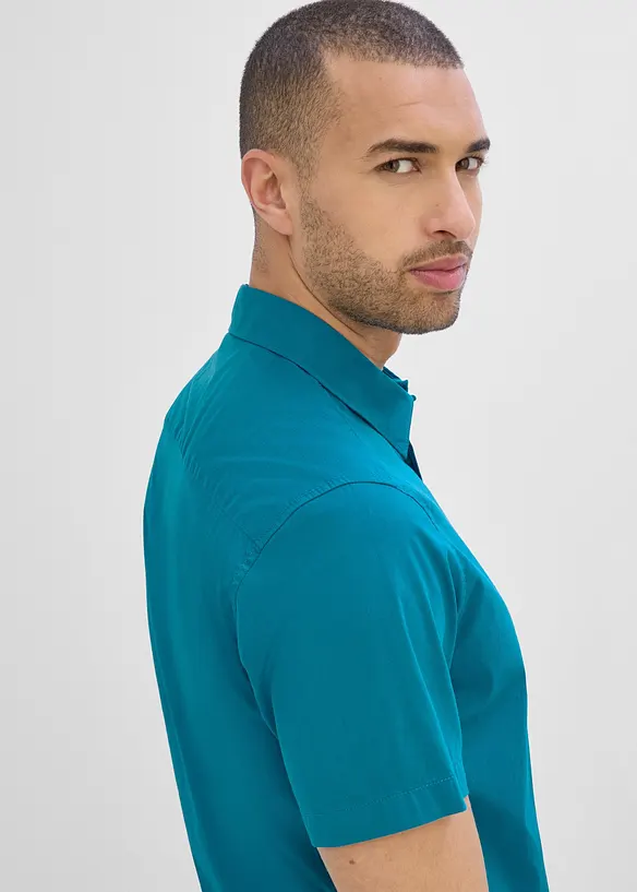 Camicia a maniche corte elasticizzata, slim fit, bonprix