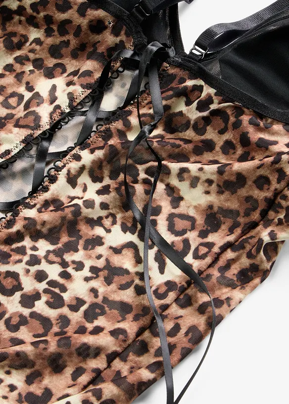 Abito in mesh leopardato, bonprix