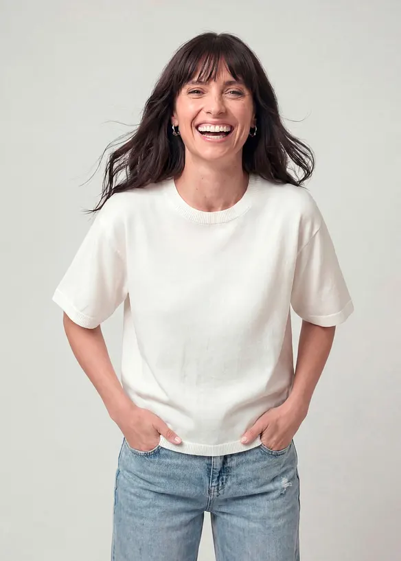 Maglione in filato fine di puro cotone biologico, bonprix