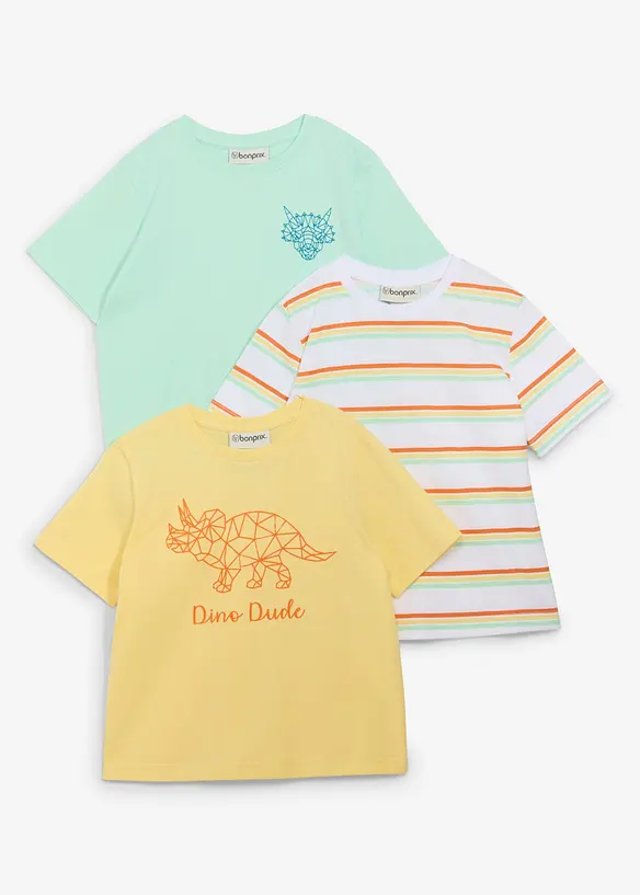 T-shirt in puro cotone biologico (pacco da 3), bonprix