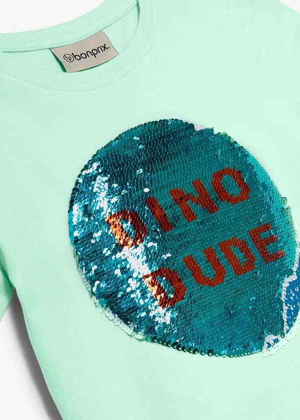 T-shirt in puro cotone biologico con paillettes reversibili, bonprix