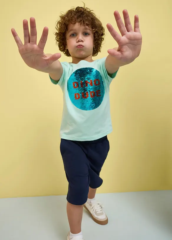 T-shirt in puro cotone biologico con paillettes reversibili, bonprix