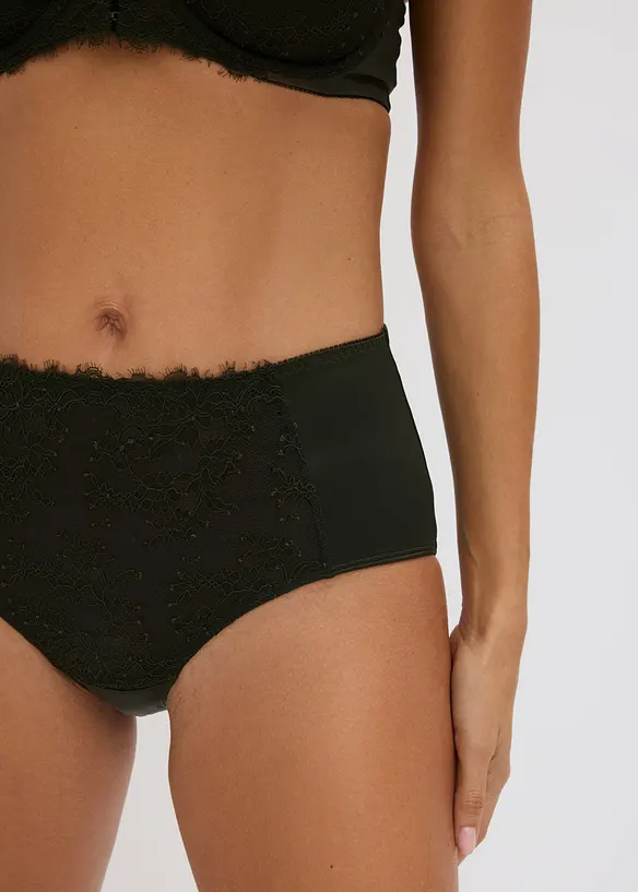 Culotte a vita alta con pizzo floreale, bonprix