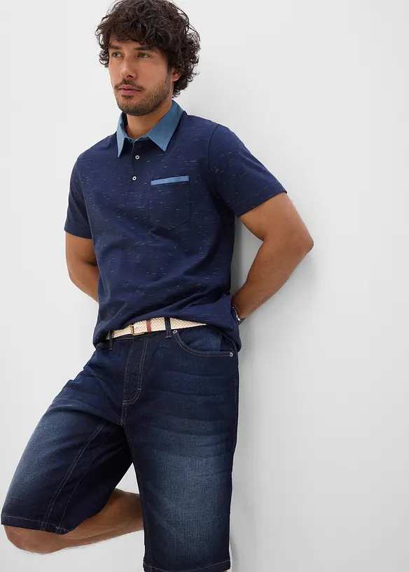 Polo con colletto in tessuto, bonprix