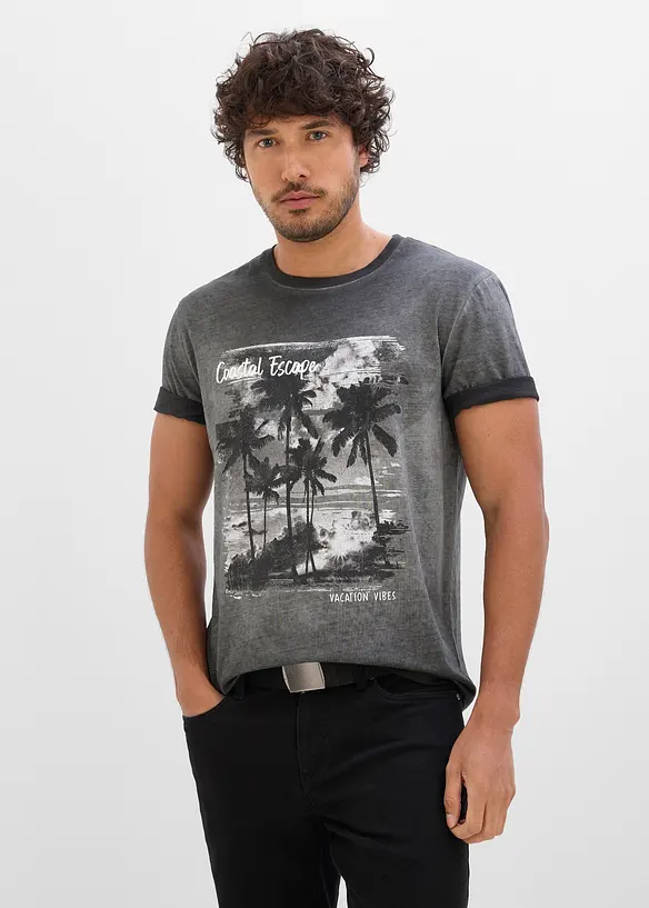 T-shirt in puro cotone biologico con effetto lavato, bonprix
