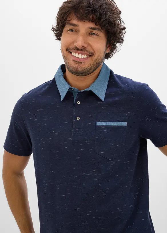 Polo con colletto in tessuto, bonprix