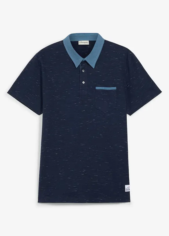 Polo con colletto in tessuto, bonprix