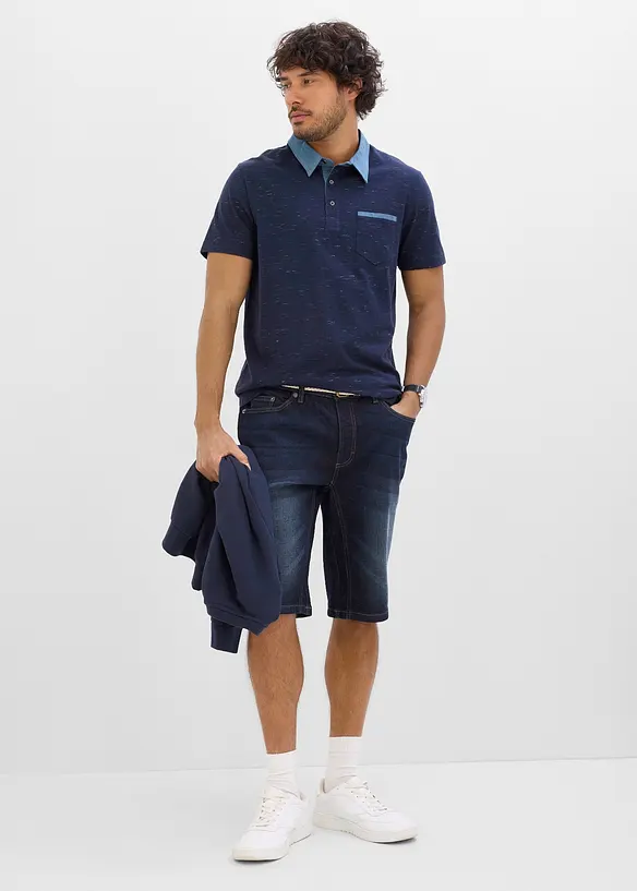 Polo con colletto in tessuto, bonprix