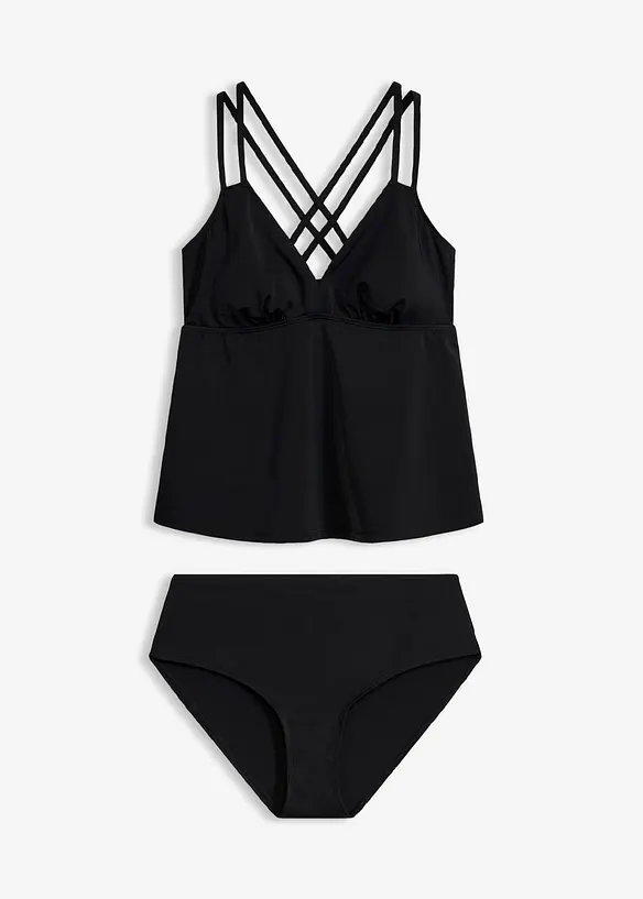 Tankini ad asciugatura rapida con spalline incrociate (set 2 pezzi), bonprix