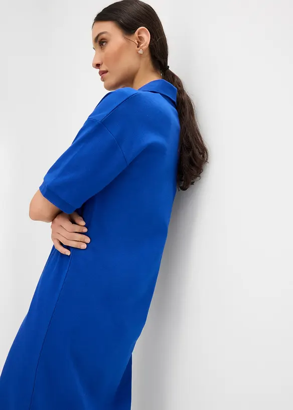 Abito midi in puro cotone biologico con colletto polo, bonprix