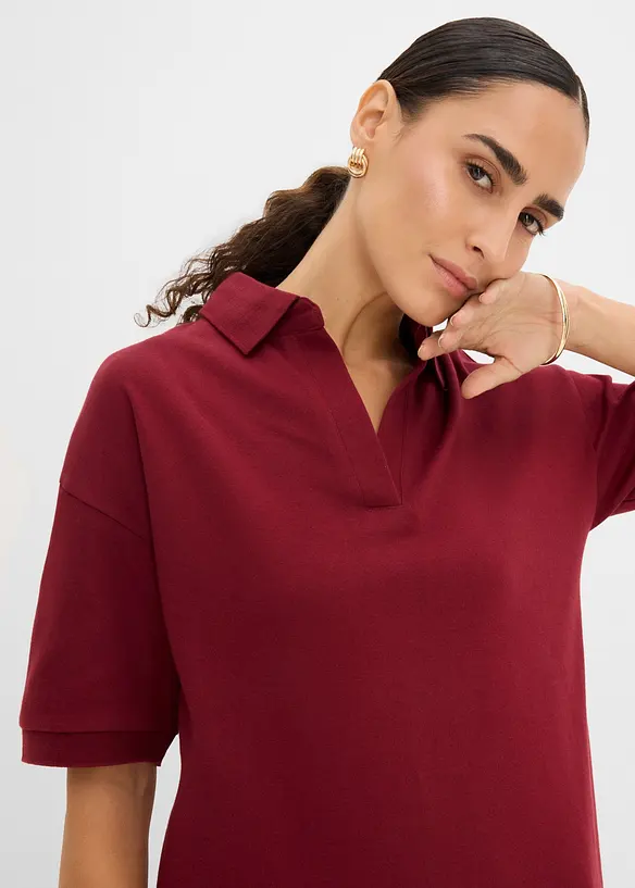 Abito midi in puro cotone biologico con colletto polo, bonprix
