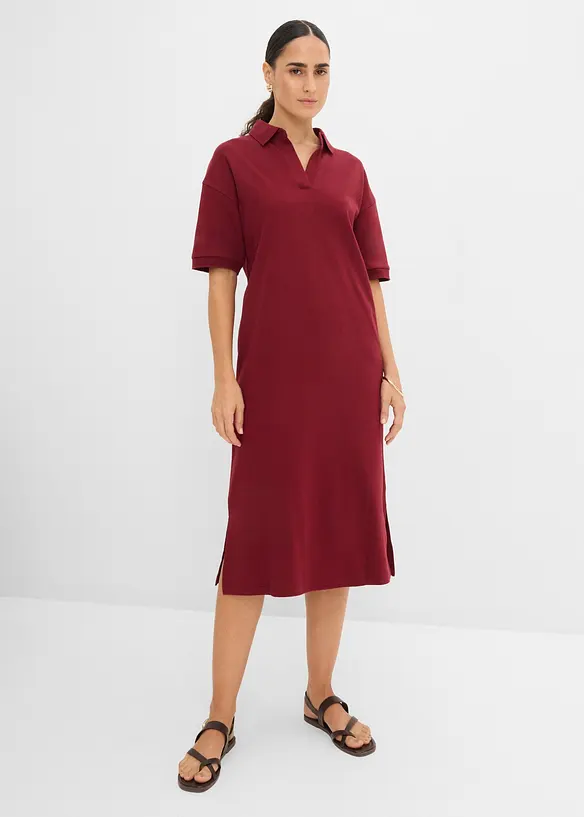Abito midi in puro cotone biologico con colletto polo, bonprix