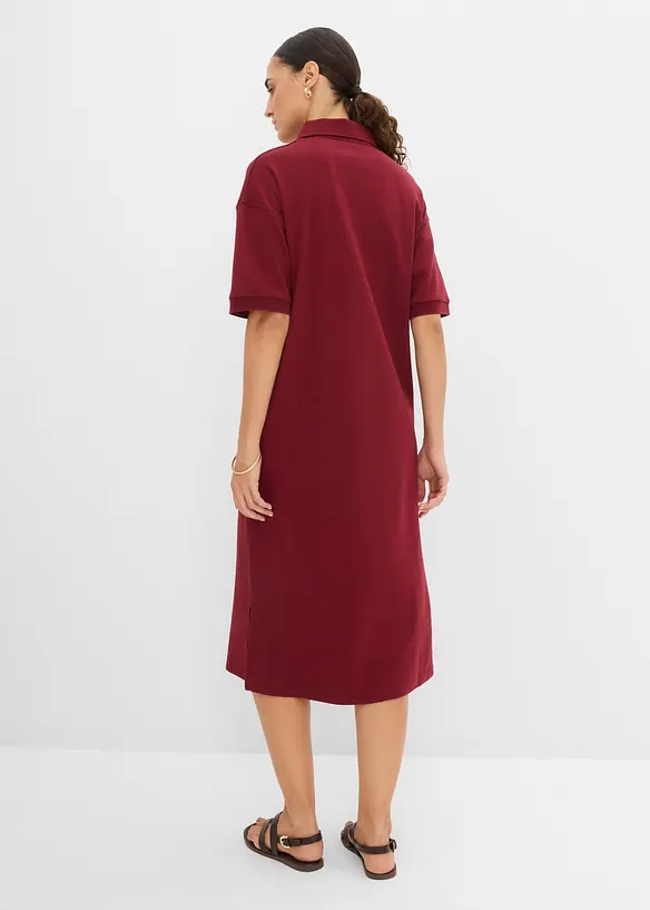 Abito midi in puro cotone biologico con colletto polo, bonprix