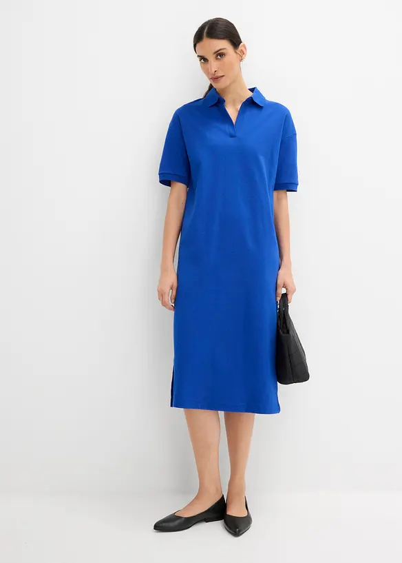 Abito midi in puro cotone biologico con colletto polo, bonprix