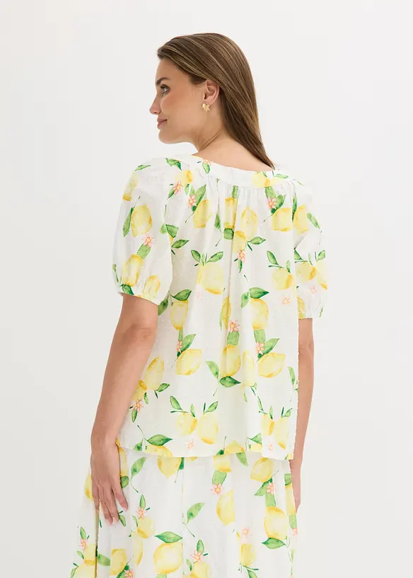 Blusa in puro cotone con maniche a palloncino, bonprix