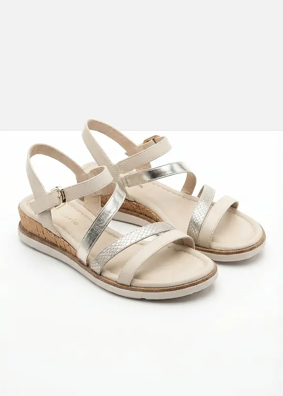 Sandali Tamaris con zeppa ed effetto metallizzato, Tamaris