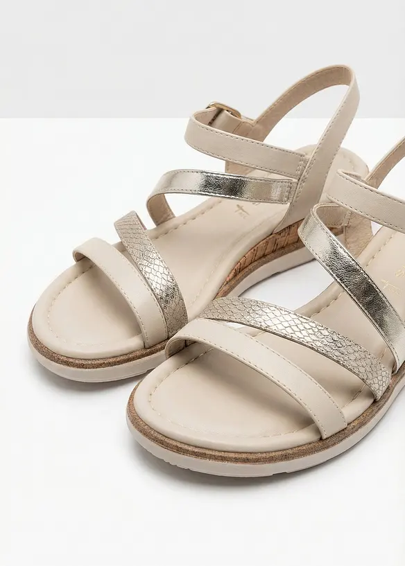Sandali Tamaris con zeppa ed effetto metallizzato, Tamaris