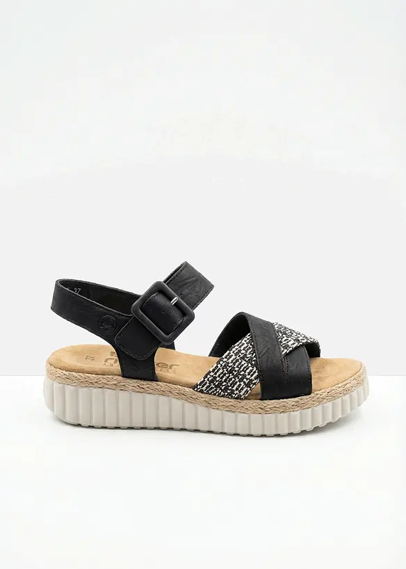 Sandali comfort Rieker con zeppa e soletta imbottita, Rieker