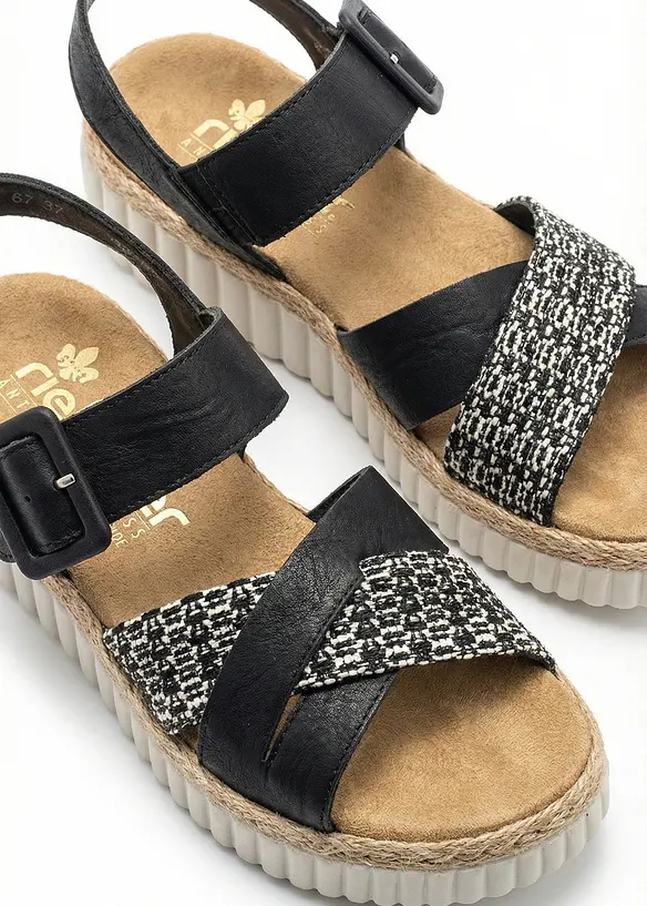 Sandali comfort Rieker con zeppa e soletta imbottita, Rieker