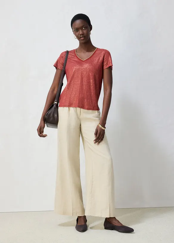 Maglia in puro lino con lurex, bonprix
