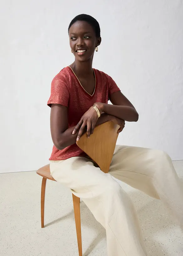 Maglia in puro lino con lurex, bonprix